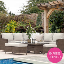 Load image into Gallery viewer, Valencia Outdoor Sofa Dining Set with Rectangular Rising Table in Natural
