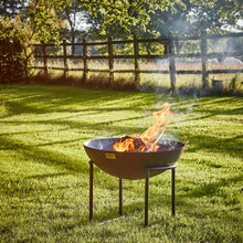 Load image into Gallery viewer, Ivyline Outdoor Cast Iron Fire Pit on Stand in Black Iron
