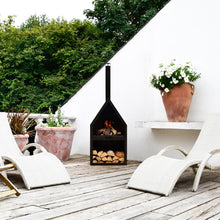 Load image into Gallery viewer, Ivyline Outdoor Henley Fireplace Black with Grill Iron
