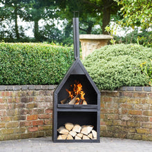 Load image into Gallery viewer, Ivyline Outdoor Henley Fireplace Black with Grill Iron
