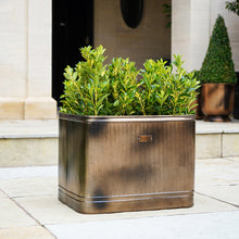 Load image into Gallery viewer, Ivyline Outdoor Hampton Rectangular Copper Metal Planter
