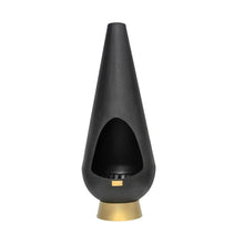 Load image into Gallery viewer, Ivyline Outdoor Leo Fireplace in Matt Black &amp; Antique Gold
