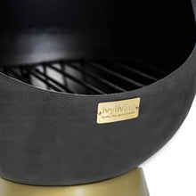 Load image into Gallery viewer, Ivyline Outdoor Leo Fireplace in Matt Black &amp; Antique Gold
