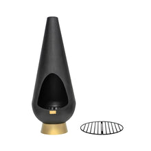 Load image into Gallery viewer, Ivyline Outdoor Leo Fireplace in Matt Black &amp; Antique Gold
