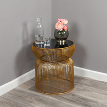 Load image into Gallery viewer, Khloe Round Side Table in Gold Finish
