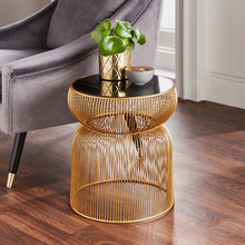 Load image into Gallery viewer, Khloe Round Side Table in Gold Finish
