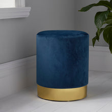Load image into Gallery viewer, Rachelle Blue Velvet Pouffe
