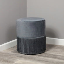 Load image into Gallery viewer, Harley Tassel Velvet Pouffe in Grey
