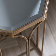 Load image into Gallery viewer, Saffron Glass Side Table in Antique Gold
