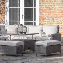 Load image into Gallery viewer, Valencia Outdoor Sofa Dining Set with Square Rising Table in Grey
