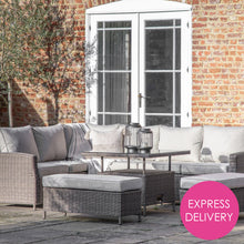 Load image into Gallery viewer, Valencia Outdoor Sofa Dining Set with Square Rising Table in Grey
